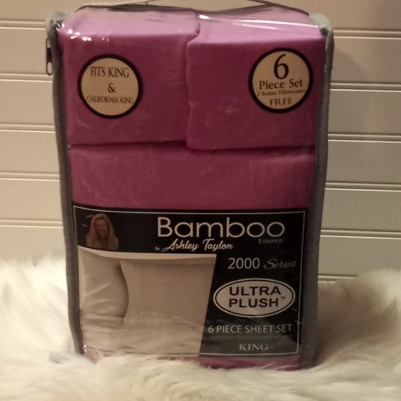 Bamboo Essence King Size Raspberry Pink- 6 Piece Sheet Set - Picture 10 of 10
